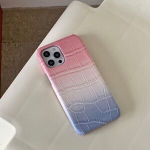 Crocodile Pattern iPhone 13 Pro Max Case-Pink, White & Blue